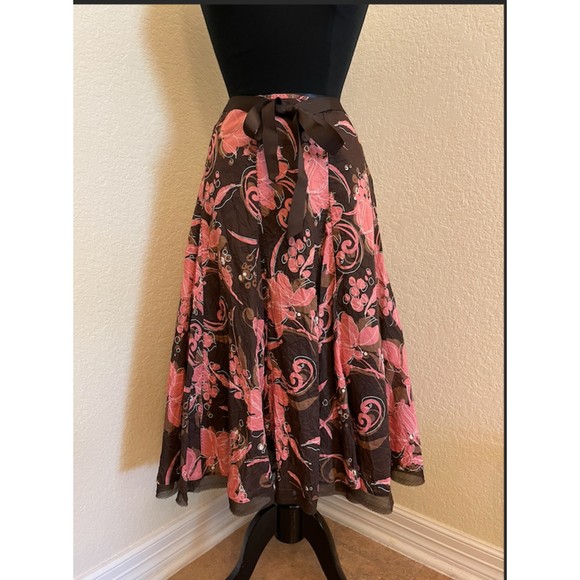 Apt. 9 Floral Pleated Lined Skirt with Ribbon Belt - Sz 4 - Picture 3 of 11
